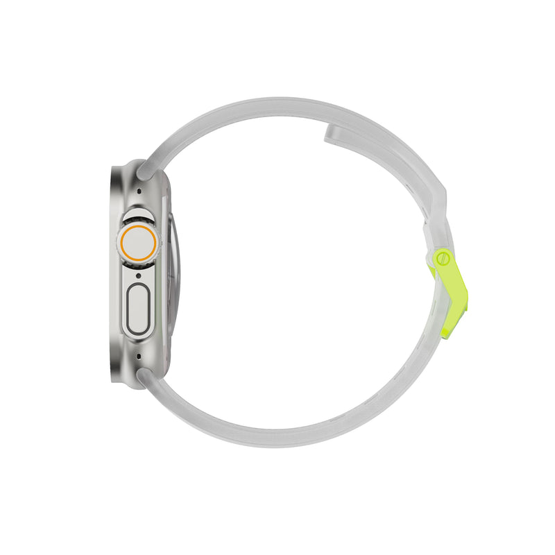 URBAN ARMOR GEAR UAG Compatible with Apple Watch Band 49/46/45/44mm iWatch Series Ultra 1-3/4-11/SE 1-3, Silicone Slim Waterproof Sporty Replacement Watch Strap, Scout Smoke/Active Neon