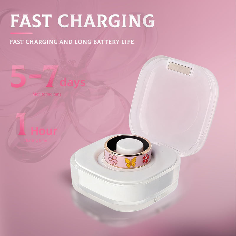Elegant Smart Ring for Women & Men, Fitness & Health Tracker with 24/7 Heart Rate Monitoring, Sleep Tracking, Blood Oxygen (SpO2) Monitor, IP68 Waterproof, Step Counter, for iOS & Android (Pink, 9) Pink