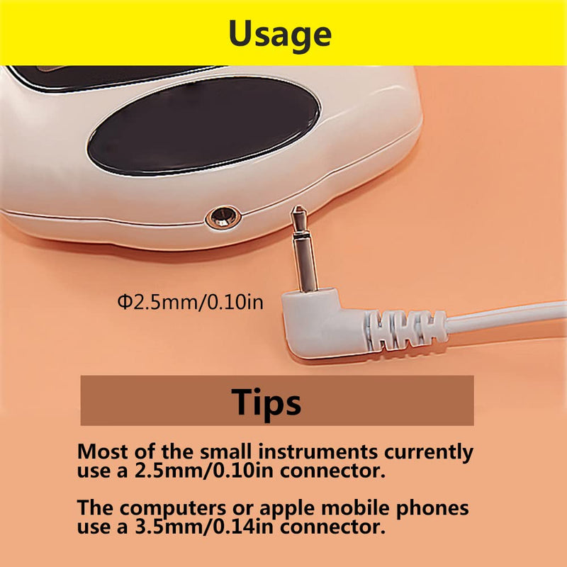 TENS Wire Cable Electrode Cable Cable for TENS Machines 2.5mm Male to 3.5mm Snap Lock 4 Pack