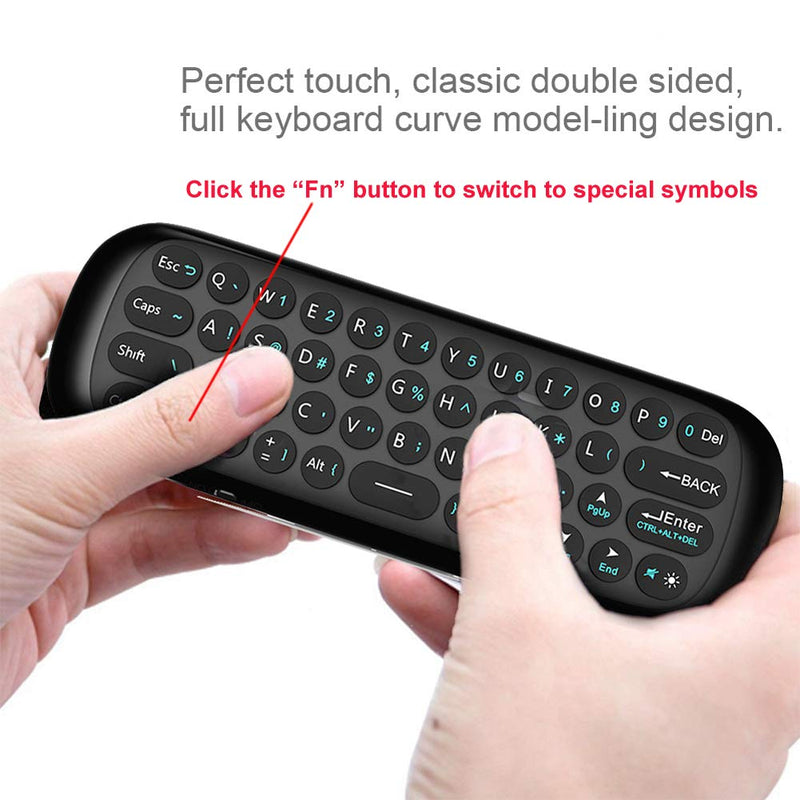 WeChip W1 Remote 2.4G Wireless Keyboard Multifunctional Remote Control for Nvidia Shield/Android TV Box/PC/Projector/HTPC/All-in-one PC Black
