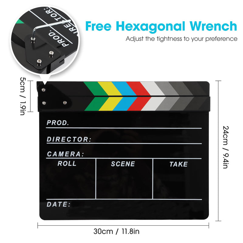 [AUSTRALIA] - Acrylic Movie Film Directors Clapboard, Photography Video TV Cut Action Scene Slate Clapper Board Props, Black 