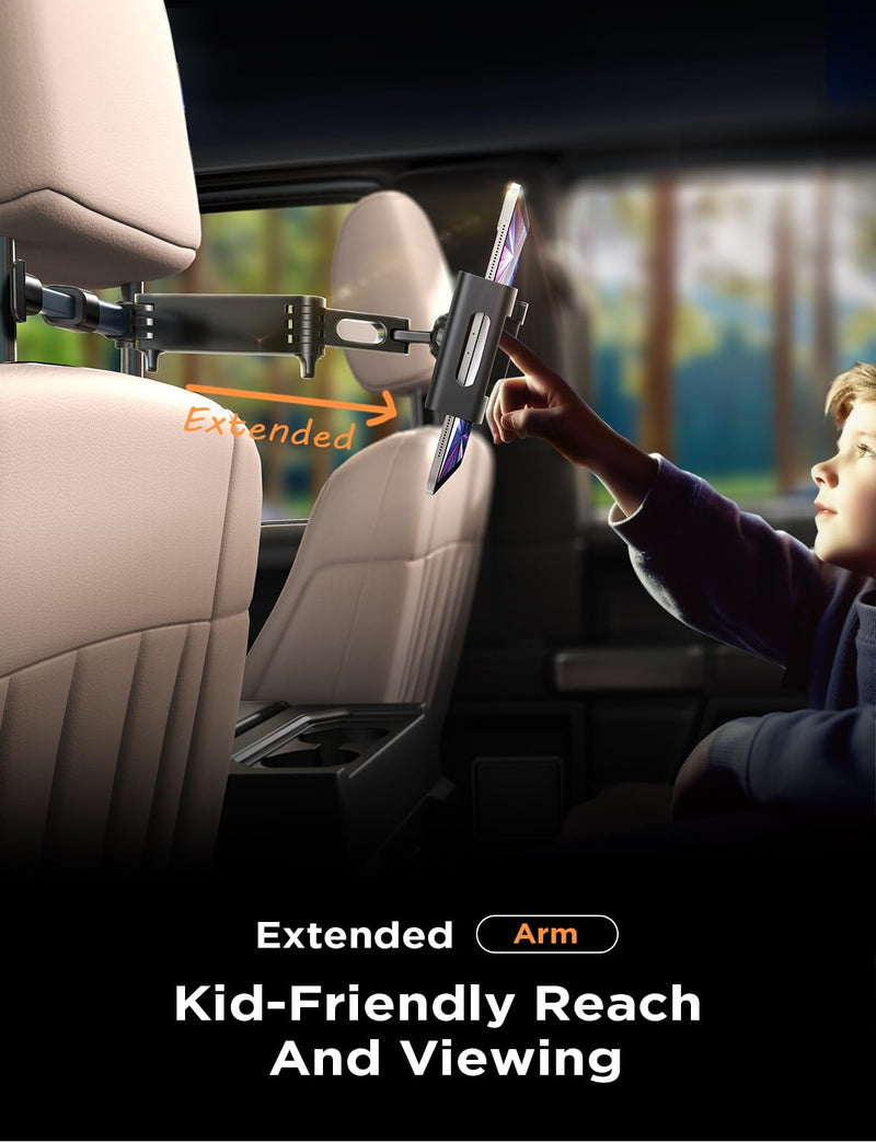 LISEN Tablet iPad Car Holder Back Seat - Stretchable Tablet Holder for Car Headrest, Road Trip Must Haves Tablet iPad Car Mount Car Accessories