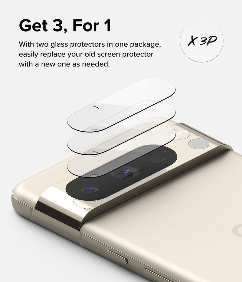 Ringke Camera Glass [Multi-Layer Protection] Compatible with Google Pixel 8 Pro Camera Lens Protector, Tempered Glass Cover - 3 Pack