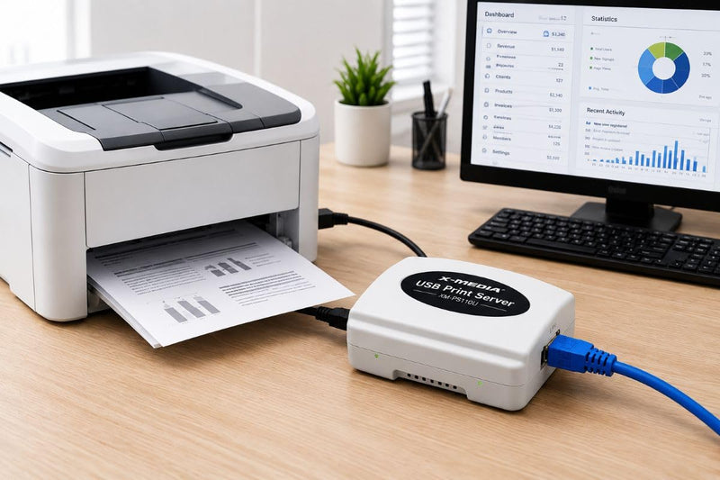 X-MEDIA XM-PS110U 1-Port 10/100Mbps Fast Ethernet USB Print Server | USB 2.0 Port Network Print Server