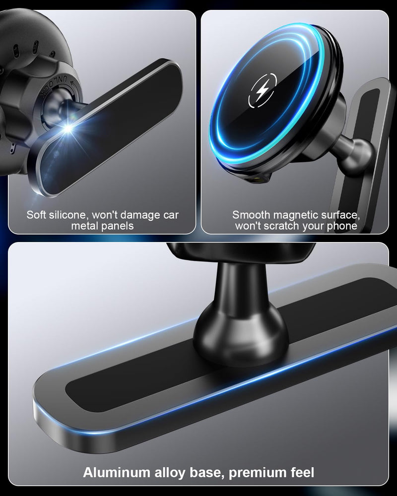CloudValley 15W Charging for Hyundai Ioniq 5/Ioniq 9 Phone Mount, Magnetically Attaches to Metal Dashboard Phone Holder for 2022-2025 Ioniq5 2026 Ioniq 9, 2024-2025 Sonata Kona & 2025-2026 Tucson Wireless Charging