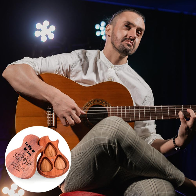 Guitar Picks Holder with 3pcs Guitar Picks for Bass,Electric,Acoustic Guitars Birthday Gifts for Son Rock"Roll