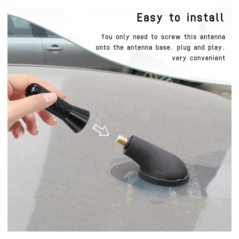 Car Short Antenna, 1.37" Stubby Aluminum Radio Antenna Replacement, Carbon Fiber Antenna Kit with Screws, AM/FM Roof Mount Car Radio Reception Antenna Mast for Most Cars SUVs (Black) Black