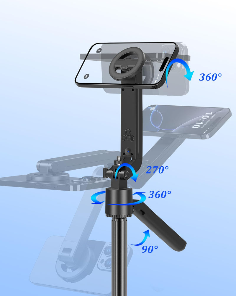 PlusAcc Auto Face Tracking Tripod for iPhone with Rechargeable Remote, 72" | Selfie Stick Mount for MagSafe, 360°Rotation Extendable Travel Stand, Compatible with iPhone, Camera, Video Recording 72"