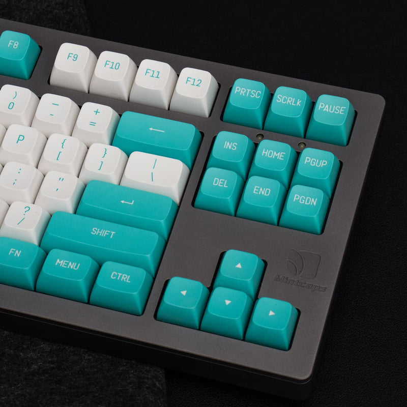 Mintcaps White Green Keycaps 150 Keys Doubleshot MSA Profile Custom Keycaps for 61/64/68/84/87 Mechanical Gaming Keyboard Light Green
