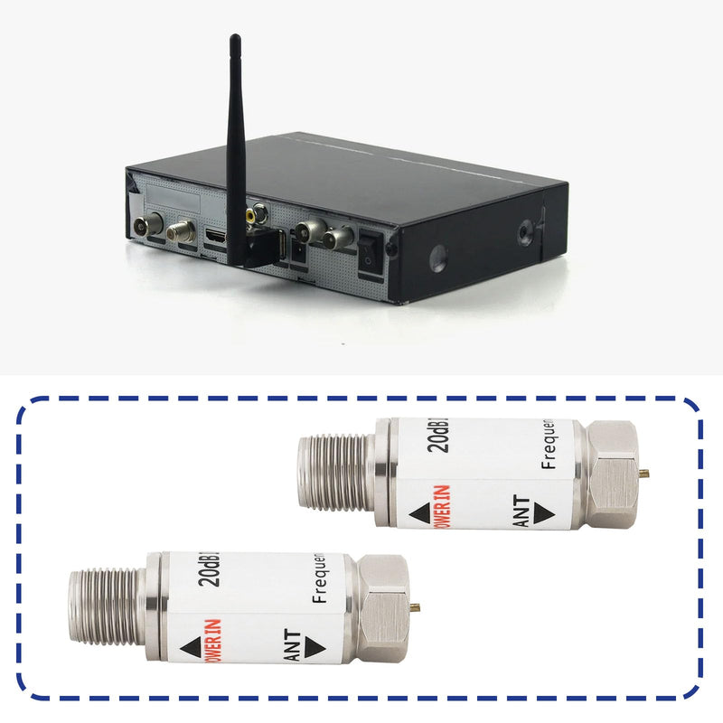 LT Easiyl 2 x 20 dB Inline Amplifier 10-2400 MHz Inline Satellite Amplifier Singal Booster Replacement for AMP SAT DVB-T Amplifier