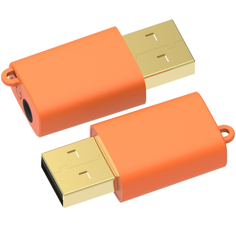 OkyLink USB to 3.5mm Audio Adapter, 96kHz Hi-Res DAC, Plug and Play,2-Pack | External Sound Card, TRRS 4-Pole, Realtek DAC Chip, Compatible with PS5/PS4, Windows, Mac Orange 2 Pack