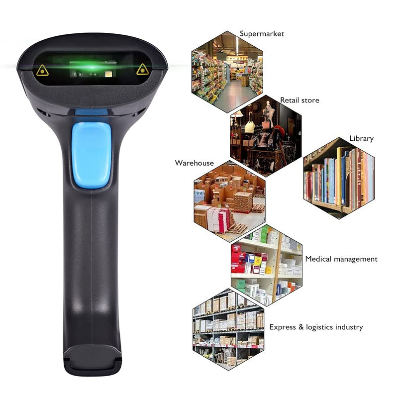 [AUSTRALIA] - REALINN Wireless 2D QR Barcode Scanner Rechargeable Automatic Handheld Code Reader Dustproof Waterproof Shockproof Fast and Precide for Mobile Payment, Store, Supermarket, Warehouse 