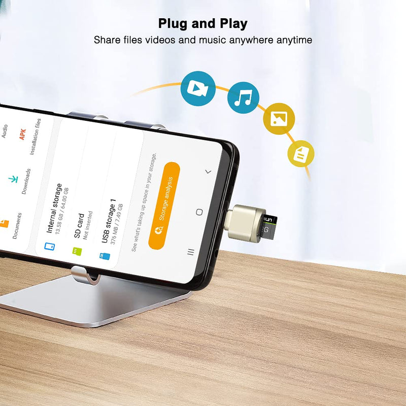 Type C Micro SD/TF Card Reader with Keychain, Leizhan USB C to Micro SD SDHC SDXC OTG Memory Reader, Type C Card Reader Adapter Compatible for Mac Windows Lixus Samsung Galaxy Note 20 S20 silver