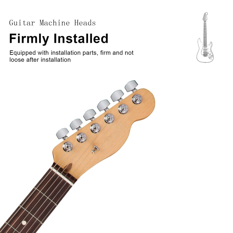 SAPHUE 6 Pieces 6R Guitar tuner pegs,Big Square Sealed guitar tuning pegs tuners machine heads,for Acoustic or Electric Guitar (Chrome) Chrome