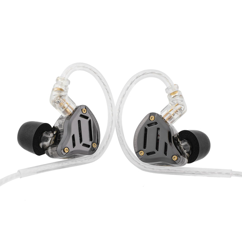Linsoul KZ ZS10 PRO 2 1DD+4BA in Ear Monitor IEM(Black, with Mic) + Tripowin Zonie 16 Core Silver Plated IEM Cable(Recessed 2pin, 3.5mm, Grey)