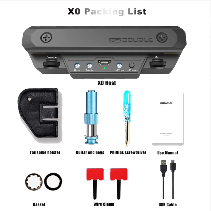 Acoustic Guitar Pickup Rechargable Active Soundhole Guitar Pickup Adjustable Pickup For Guitar Magnetic Coil Build-In Guitar Microphone Pickup Double X0 Black BLACKX0