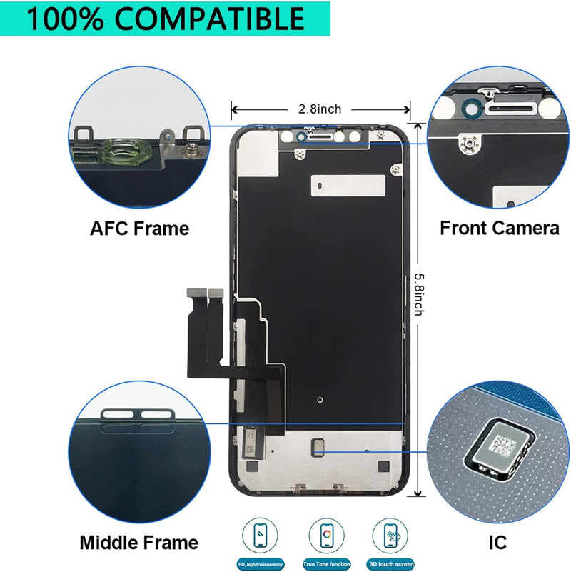 for iPhone 11 Screen Replacement 6.1”, 3D Touch Screen LCD Display Digitizer for A2111, A2223, A2221 with Repair Tools Kit + Screen Protoctor (11 LCD) for iPhone 11