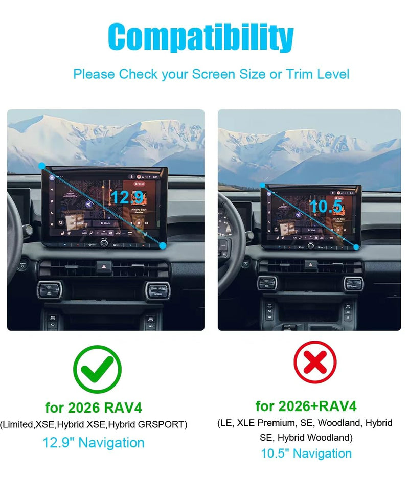 Phone Holder Mount for Toyota RAV4 Accessories 2026 Navigation Screen Car Cell Phone Mount for Toyota RAV4 XSE Limited Hybrid GR Sport Smartphones Interior 360 Degree Rotation(with 12.9-Inch Screen) For Toyota Rav4 2026 (12.9-inch Screen)