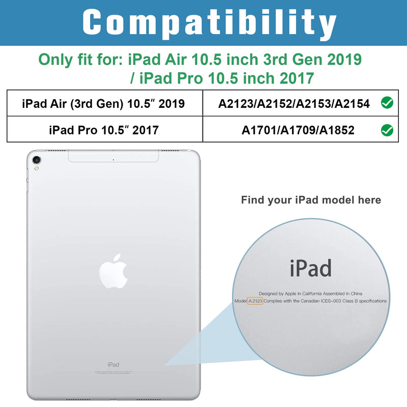 Smart Case for 10.5” iPad Air 3rd Generation 2019 / iPad Pro 2017, Slim Stand Cover with Translucent Frosted Back for iPad Air 3 -Black Black