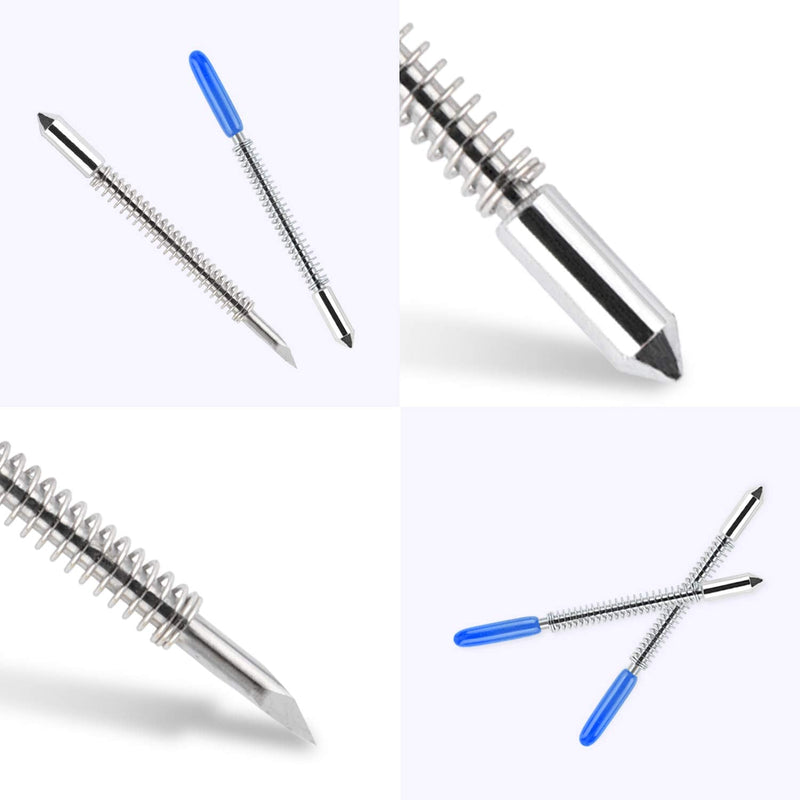 HQMaster 60 Degree Vinyl Cutter Blades Lettering Blade for Graphtec Cutting Plotter, Blue Cap Pack Of 10 with Springs 60°
