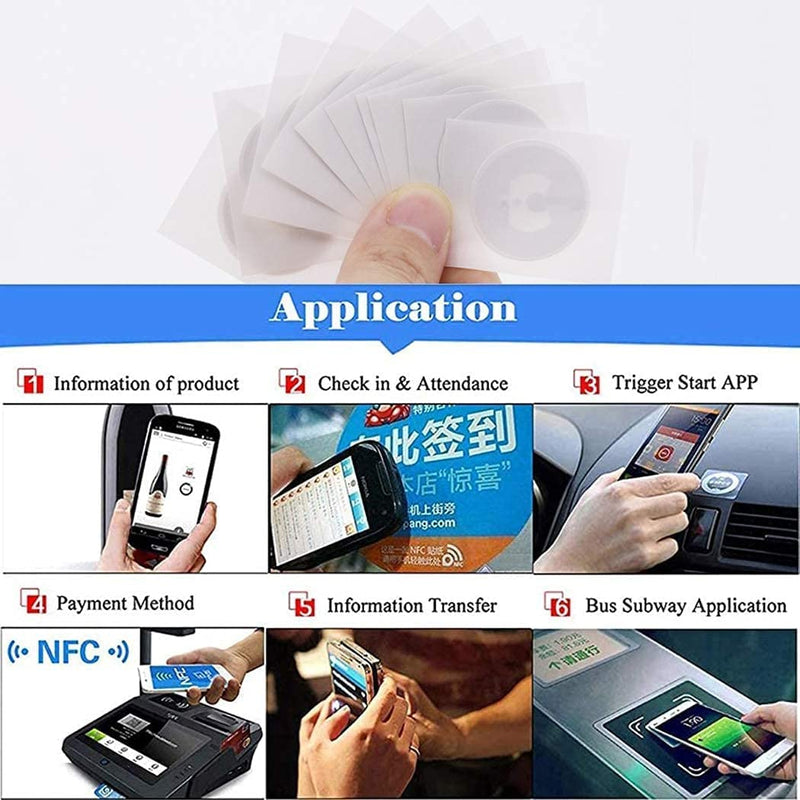 50 PCS BABIQT MIFARE Classic 1K Tags S50 RFID Stickers NFC Tags, Smart Mifafre Classic Tags ISO 14443A 13.56 MHz Mifare 1K Stickers MF1 Self-Adhesive 1 inch Round 50