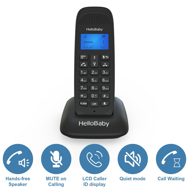 HelloBaby DECT 6.0 Cordless Phone with 2 Handsets, Advanced Call Block, Expandable Cordless Phone with Trilingual Caller ID/Call Waiting, Full-Duplex Handset Speakerphone, Reliable 1000ft Range HB1688-2