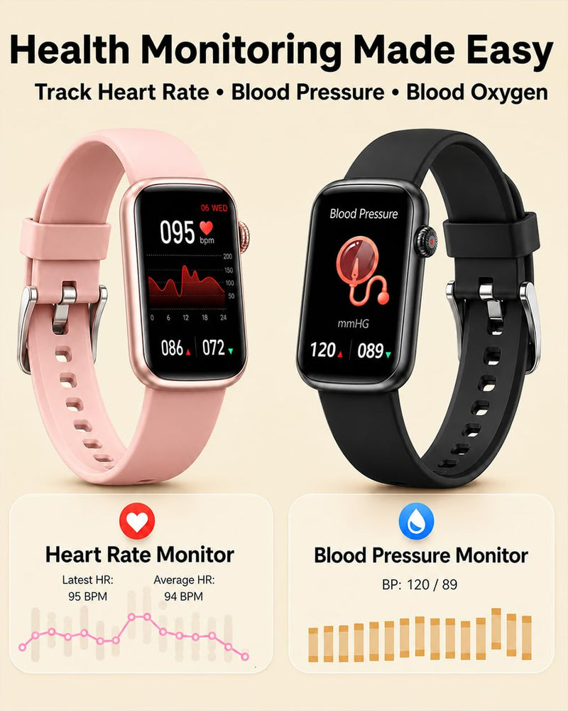 MorePro Health Fitness Tracker, 24/7 Heart Rate Monitor with Blood Pressure, Blood Oxygen, Sleep Tracking, IP68 Waterproof Activity Trackers with Step Counter, Compatible with iOS Android Black