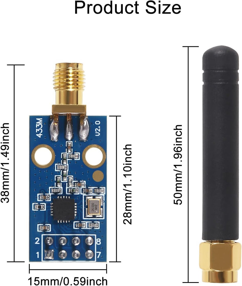 2PCS CC1101 Wireless Module with SMA Antenna Wireless Transceiver Module 315/433/868/915MHZ