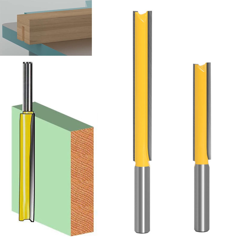 Bestgle Straight Cutter Cutting Blade 8 mm Shank Router Bit 2 Piece Cutter Groove Cutter Wood Cutter Bit Set Extension Cutter for Router Extra Long Cutting Length Straight Flush Cutter 50 mm 76 mm