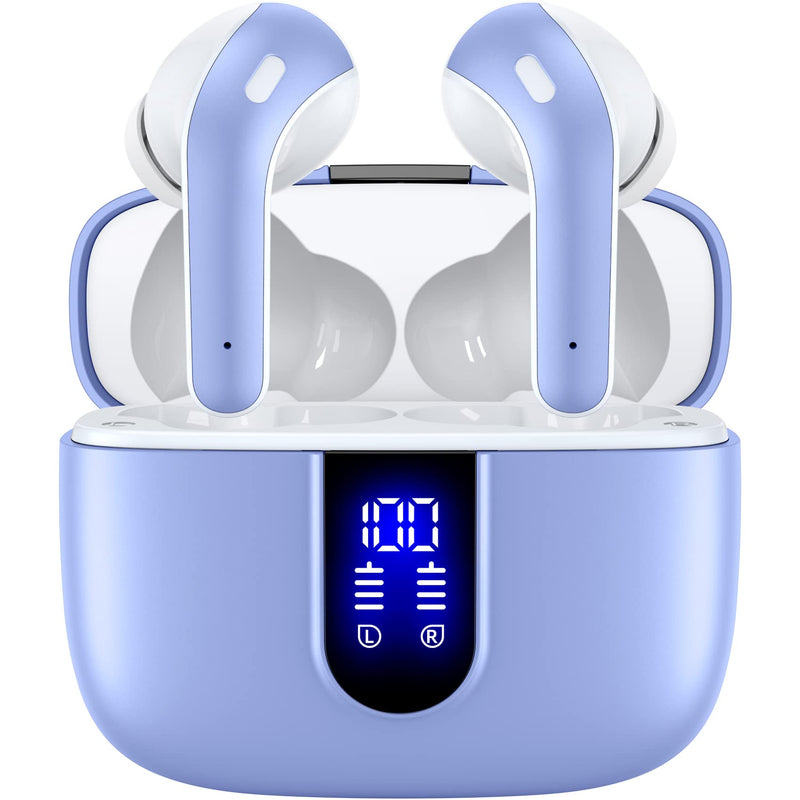 TAGRY 2 Sets X08 Purple and Forest Green Bluetooth Headphones True Wireless Earbuds 60H Playback Ear Buds with Wireless Charging Case in-Ear Earbuds with Mic