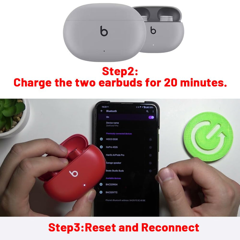Single Left Ear Bud Replacement for Beats Studio Bud (NOT for Bud+) (Black) Black-Left
