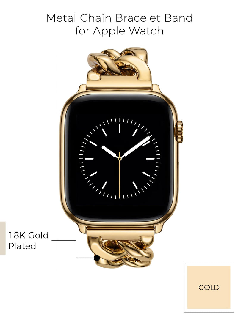 V.R.HOPE Gold Apple Watch Band for Women, Cowgirl Chain Bracelet | Vintage Cowgirl Design, Wild Romance, Vacuum Plated, Tarnish-Free & Waterproof, Adjustable, Fits iWatch 1-11/SE/Ultra 42-49mm 46mm/49mm/45mm/44mm/42mm
