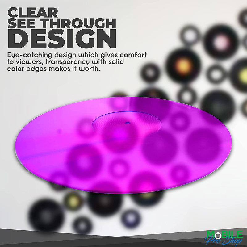 Acrylic Turntable Mat - Acrylic Slipmat for Vinyl LP Record Players - Improves Sound Quality & Provides Tighter Bass - Anti Static Platter mat (Purple_lit) Purple_lit