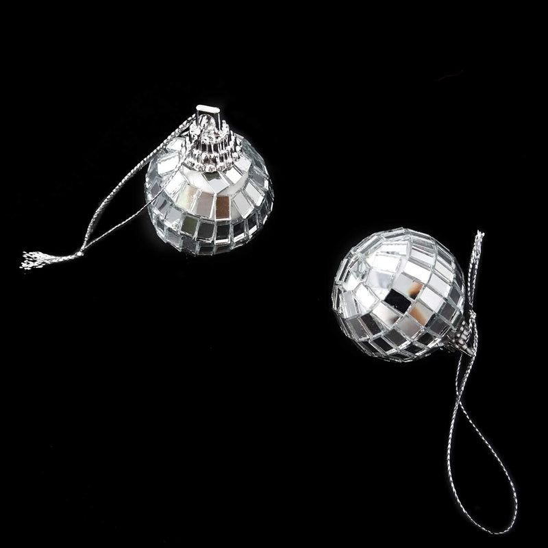 Honbay 12PCS Mirror Disco Ball Tree Ornament Decoration with Fastening Strap for Home and Party (1.1 Inch)