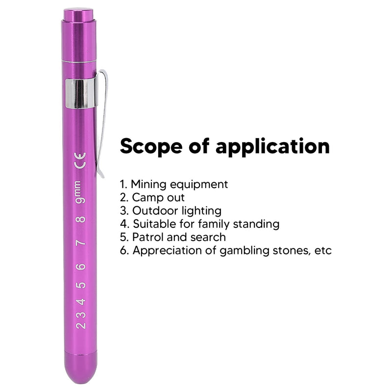 YUYTE Pen Light with Pupil Display, Yellow Pen Light with LED Aluminium Alloy, Portable Medical Inspection Pen Lamp for Nurses, Doctors, for Neck, Nose, Ears Purple