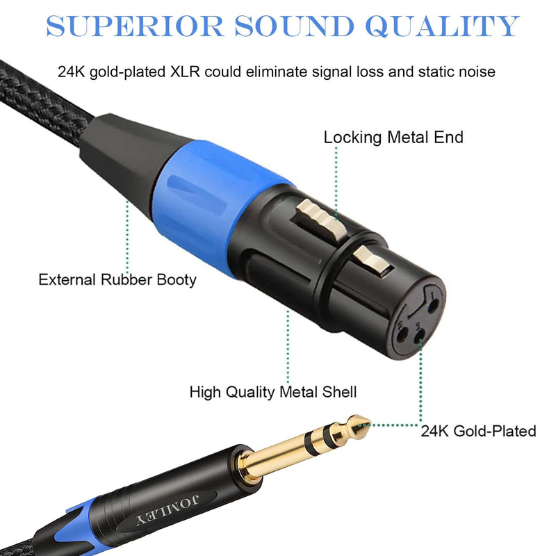[AUSTRALIA] - Female XLR to 1/4 inch (6.35mm) TRS Balanced Microphone Cable, Nylon Braid 3-Pin XLR Female to Quarter inch TRS Male Interconnect Patch Cable - 10ft 10ft(3m) 