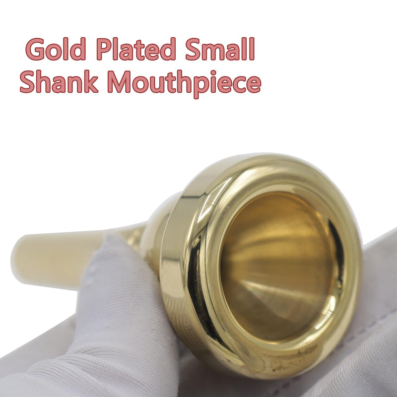 CashBeat 12C Gold Plated Small Shank Trombone Mouthpiece, Euphonium Mouthpiece for Superior Sound, Compatible with Baritone and Tenor Trombone, Brass Instrument Accessories