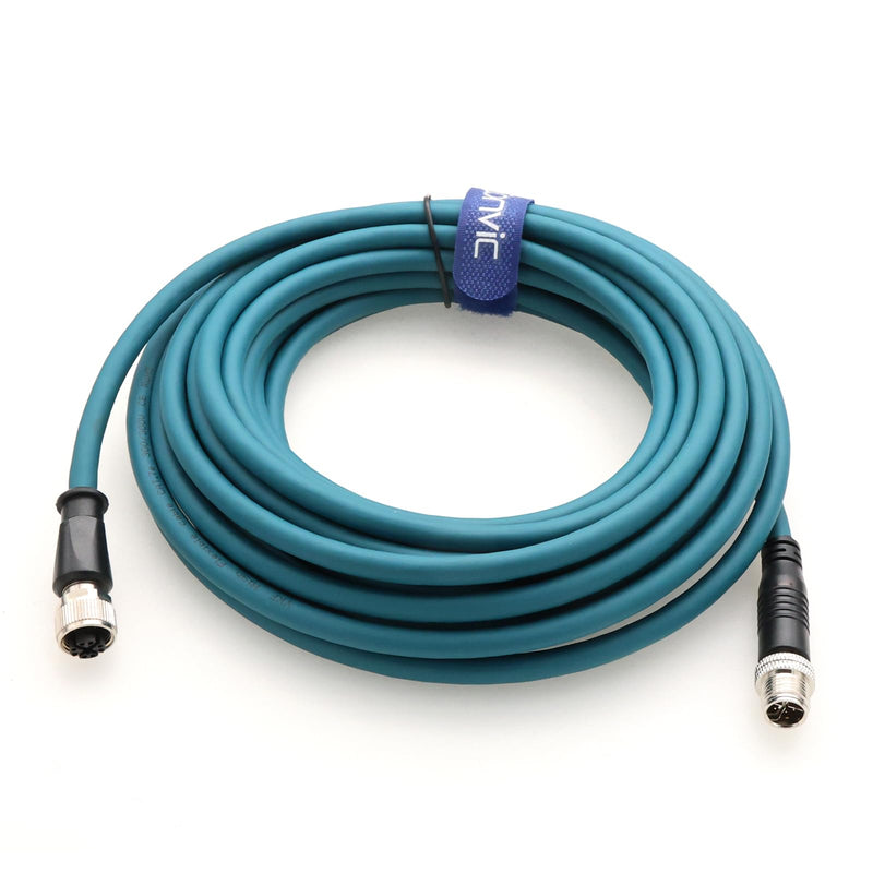 M12 8 Position Male to Female Ethernet Cable X-Code Cat7e High Flex Shielded Waterproof Industrial Gigabit Ethernet Networks Cable for Cognex Industrial Camera (10M) Blue 10M