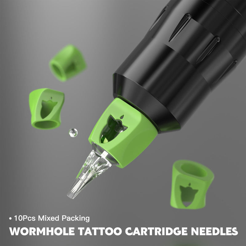[AUSTRALIA] - Wormhole Tattoo 58Pcs Complete Tattoo Gun Kit - Aluminum Alloy LED Smart Tattoo Pen Wireless Tattoo Machine with 1800mAh Battery for Tattoo Beginners - Black WTK313 