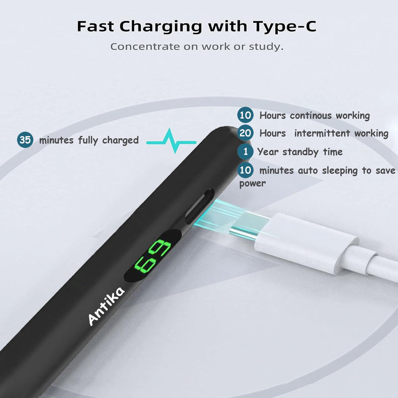 Stylus Pen for iPad Digital iPad Pencil 2NDGen 10 Hour Constant Writing Tilt Sensitivity Palm Rejection Magnetic Pen for iPad Air 3/4/5, iPad Mini 5/6, iPad 6-10 Gen, iPad Pro 11 (Black) Black