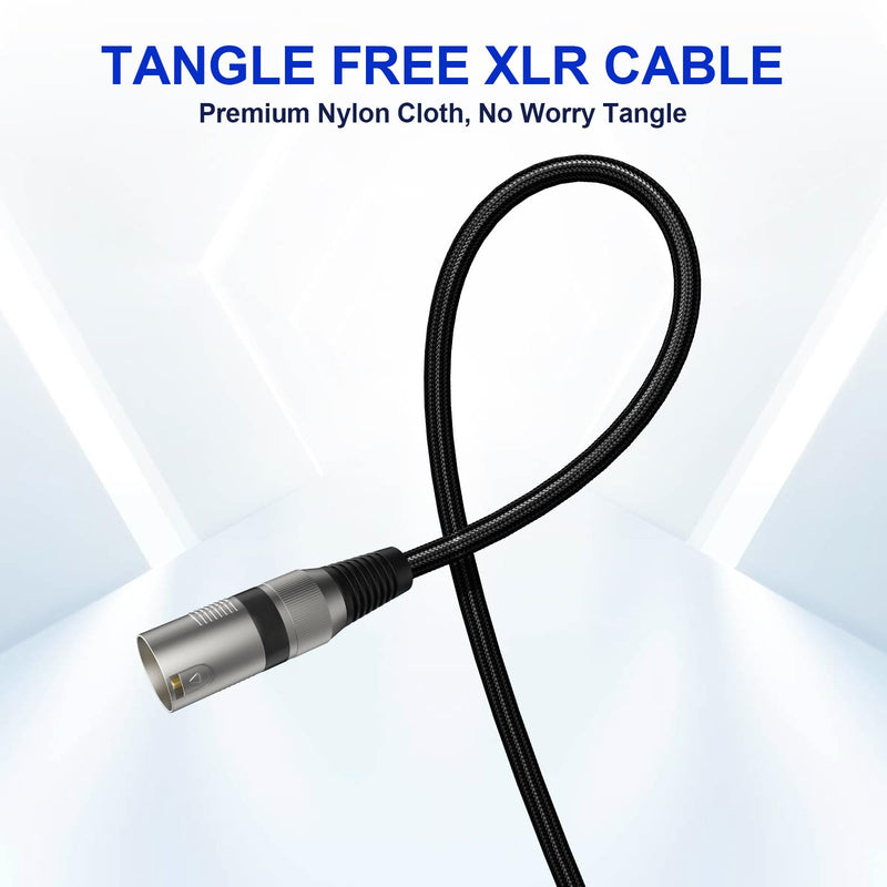 Professional 2 Pack 25FT XLR Cables, Noise Free and Long-Lasting Braided XLR Microphone Cable, All Copper Conductors Balanced Male to Female Mic Cable for Studio Monitor, Mixer, DMX, Black