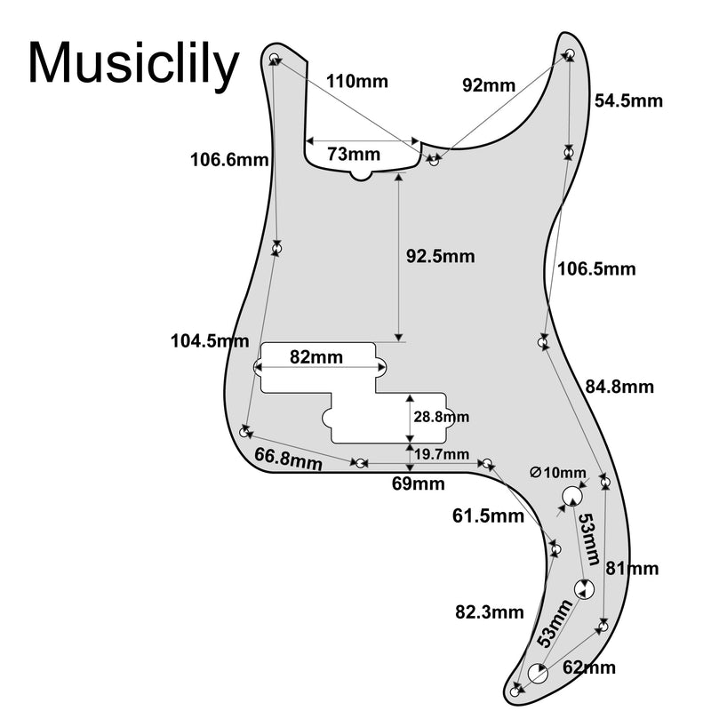 Musiclily Pro 5-String 13-Hole Contemporary P Bass Pickguard for Fender American Precision Bass, 4Ply Tortoise Shell