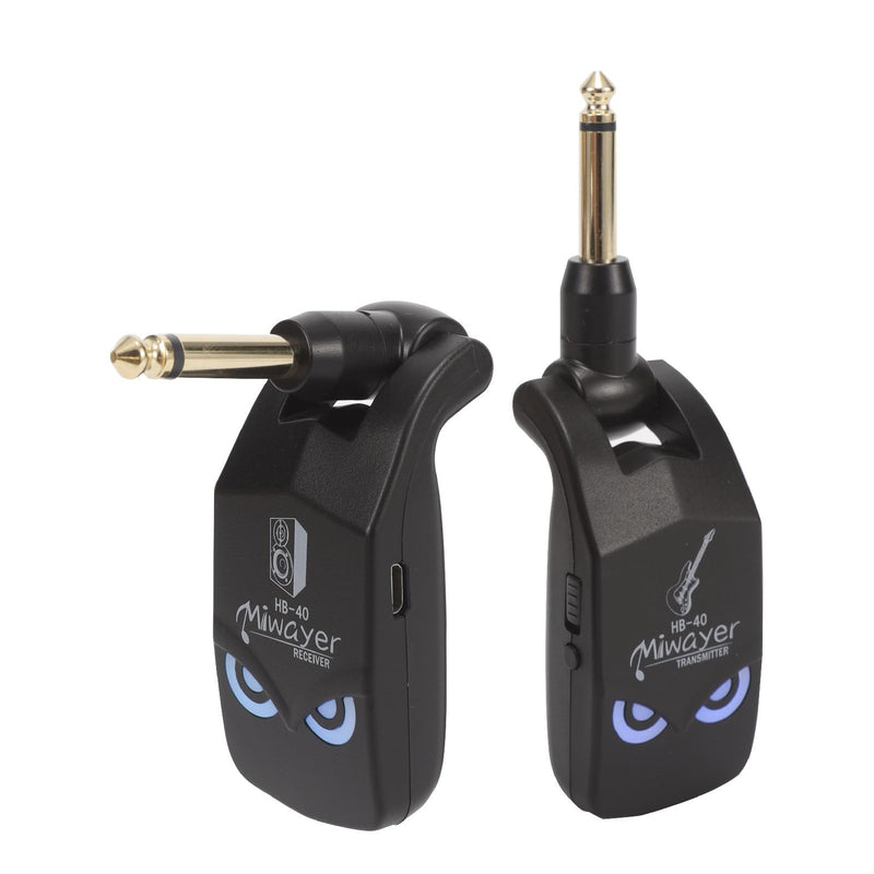 Miwayer 2.4GHz Wireless Guitar System Rechargeable Lithium Battery Audio Wireless Guitar Transmitter Receiver For Electric Guitar Bass Violin Keyboard Instruments (HB-40 Black) HB-40 Black