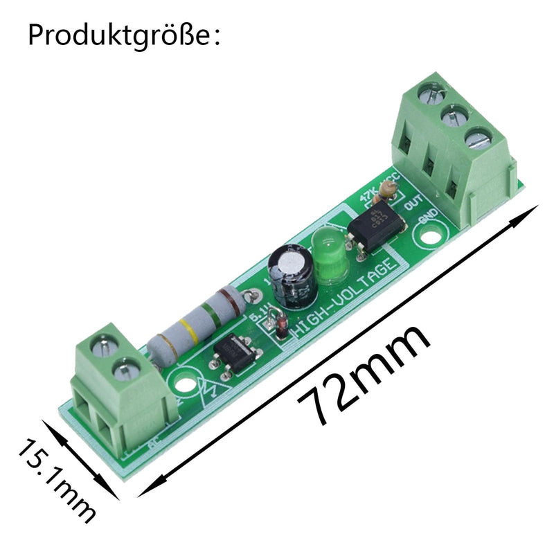GERUI Pack of 5 1 channel 220 V AC optocoupler module/220 V optocoupler isolation microcontroller/detection of 220 V voltage presence/can be connected to PLCs, TTL level output