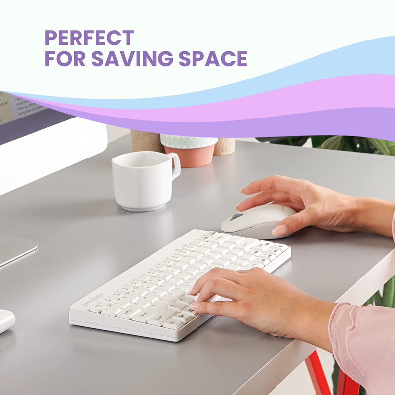 Perixx Periduo-712W Wireless Mini Keyboard and Mouse Set, White, US English Layout,PERIDUO-712