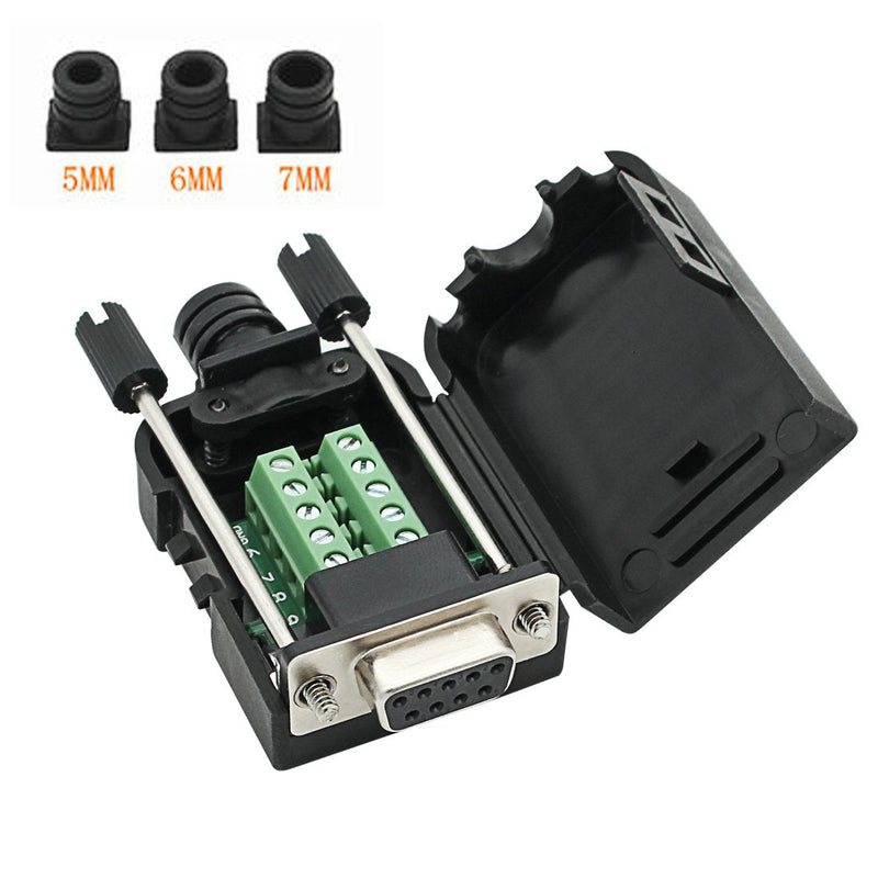 DB9 Breakout Connector DB9 RS232 D-SUB Female and Male Adapter 9-pin Port Adapter to Terminal Connector Signal Module with case(Female Connector,Male Connector DB9 5+5 with case )