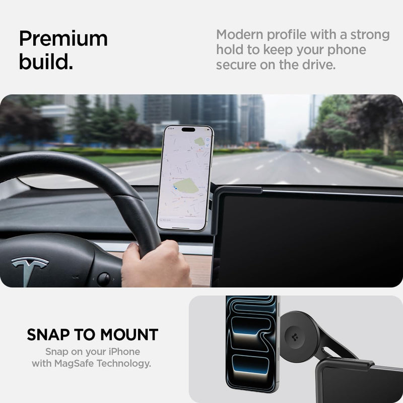 Spigen TapLock Adhesive-Free MagSafe Tesla Phone Mount for Tesla Model Y | For Model Y/3/S/X/Juniper - For iPhones with MagSafe & Galaxy phones with MagSafe cases & Pixel phones with Pixelsnap Non-charging MagSafe Mount
