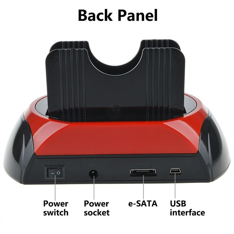 Hard Drive Docking Station, Tccmebius TCC-S862-US USB 2.0 to 2.5 3.5 Inch SATA IDE Dual Slots External Enclosure with All in 1 Card Reader and USB 2.0 Hub for 2.5" 3.5" IDE SATA I/II/III HDD SSD
