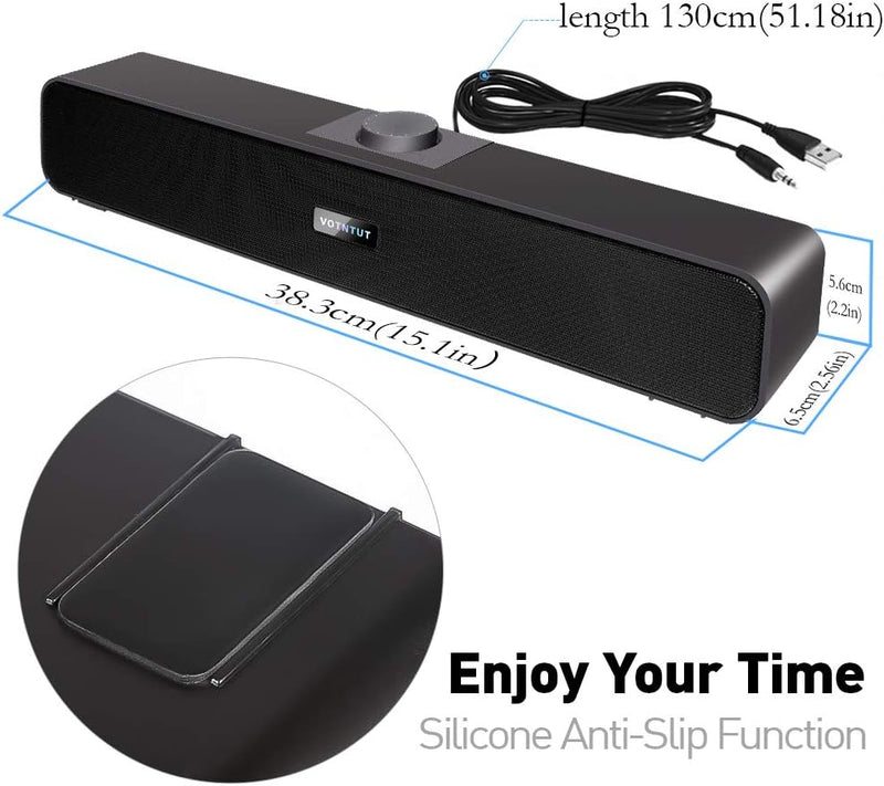 [AUSTRALIA] - Computer Speakers with 3.5 mm Aux, Small PC Speakers Powered by USB, Wired USB Desktop Speaker, USB Soundbar for Monitor, Mini Stereo Speaker for PC, Tablets, Laptop, Tablets, Xbox, Plug and Play USB+3.5mm 