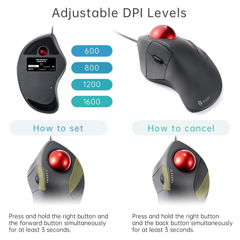 SANWA TB137 Index Finger Wired Trackball Mouse + Bluetooth Numeric Keypad, Programmable Silent Buttons Roller Ball, Portable Financial Accounting Numpad, Compatible with Mac, Windows, Laptop, Black